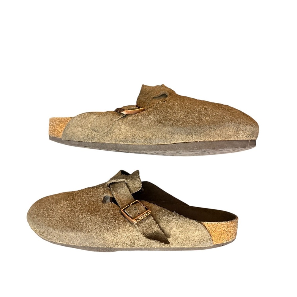 Birkenstock Unisex Boston Clogs 40 Taupe Suede Slip On Comfort Casual Buckle - Picture 4 of 7